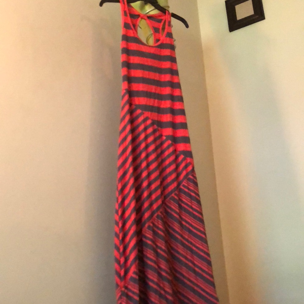 Coral and grey dress